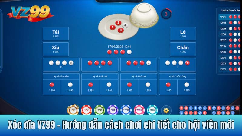 Xóc đĩa VZ99 - Hướng dẫn cách chơi chi tiết cho hội viên mới